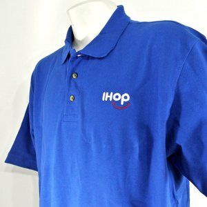 IHOP International House of Panackes Uniform Polo Shirt Blue NEW Size L Large